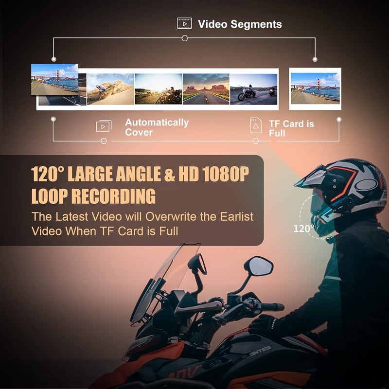 Freedconn Motorcycle Helmet Headset with Camera R1plus Helmet Intercom 1080P WiFi Motorcycle Communication Systems with CVC Noise Cancellation/Music Sharing /IP65 Waterproof(Comes with 64G TF Card) - Image 2